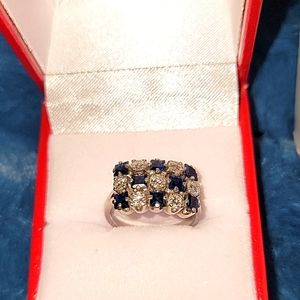 Diamond 💎& vivid sapphires ring in Platinum